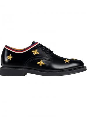 Childrens bees and stars lace-up shoes Gucci Kids. Цвет: черный