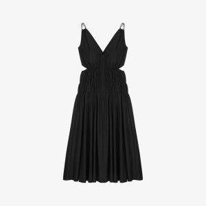 Платье миди из тафты со сборками и V-образным вырезом , цвет noir / gris Maje