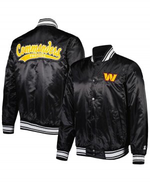 Мужская черная атласная студенческая куртка washington commanders locker room с застежкой-молнией , черный Starter