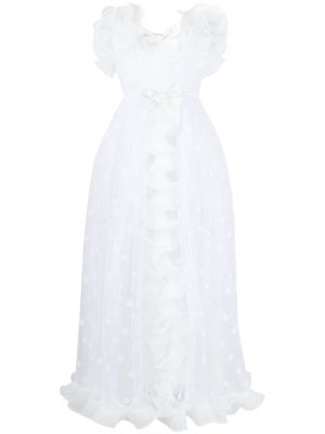 Платье в горох с оборками Giambattista Valli. Цвет: белый