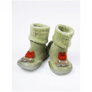 Ботиночки-носочки детские First Step Lil Puff коричневые, с дышащей подошвой, размер 22 Amarobaby. Цвет: коричневый