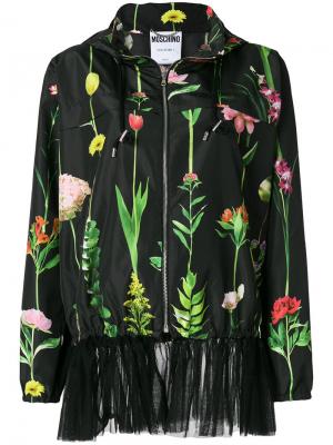 Куртка-бомбер с цветочным принтом Moschino. Цвет: черный