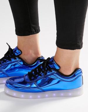 Ярко-синие кроссовки со светящейся подошвой Wize & Ope. Цвет: синий