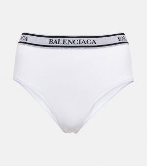 Трусы из джерси с высокой посадкой и логотипом BALENCIAGA, белый Balenciaga