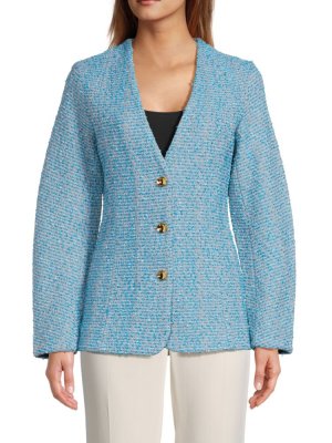 Твидовый однобортный пиджак , синий St. John