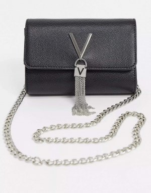 Черная складная сумка через плечо с кисточками Divina Valentino Bags