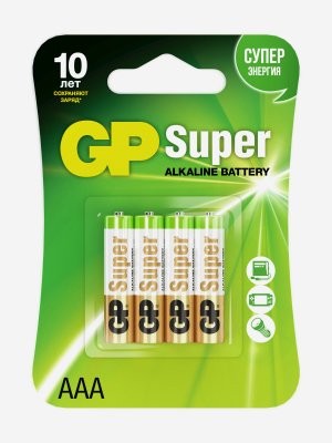 Батарейки щелочные LR03-CR4 Super, 4 шт., Мультицвет GP. Цвет: мультицвет