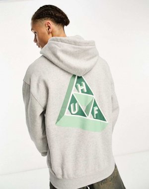 Серый пуловер с тройными треугольниками на основе , принтом груди и спине HUF