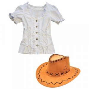 Карнавальный набор ковбоя (белая рубашка и шляпа) (4743), 46. RUBIE'S. Цвет: коричневый
