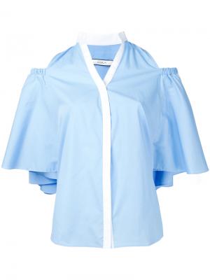 Блузка с открытыми плечами Co-Mun. Цвет: синий