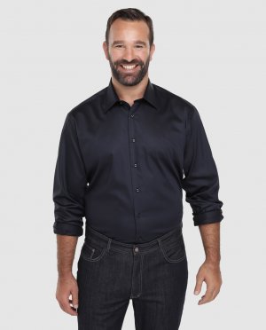 Классическая гладкая мужская рубашка черного цвета больших размеров , черный Mirto