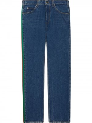 Прямые джинсы с лампасами Gucci. Цвет: синий