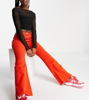 Расклешенные плотные джинсы красного цвета с заниженной талией от комплекта COLLUSION x008-Красный