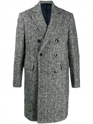 Двубортное пальто с узором в елочку MP Massimo Piombo