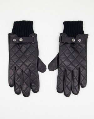Черные кожаные стеганые водительские перчатки -Черный Paul Costelloe