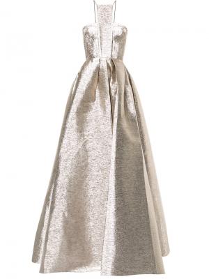 Расклешенное вечернее платье Lincoln Alex Perry. Цвет: металлический