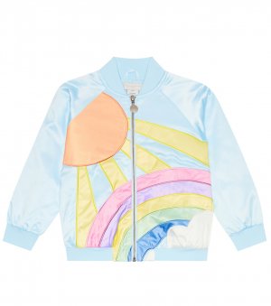 Атласная университетская куртка цвета радуги Stella McCartney Kids, разноцветный Kids