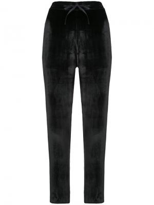 Бархатистые брюки в пижамном стиле 6397. Цвет: черный