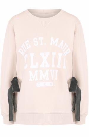 Пуловер свободного кроя с бархатными бантами Mm6. Цвет: розовый