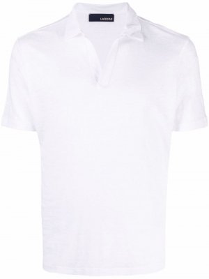 Льняная рубашка поло с открытым воротником Lardini. Цвет: белый