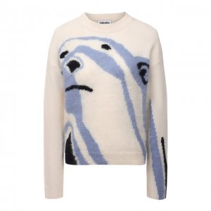 Шерстяной пуловер Polar Bear Kenzo. Цвет: кремовый