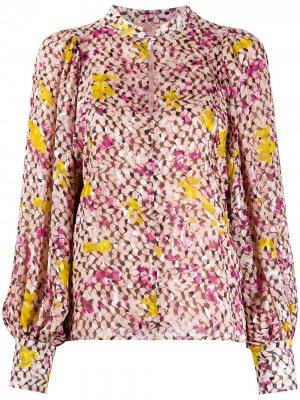 Блузка с цветочным принтом и вырезом-капелькой Lala Berlin. Цвет: розовый