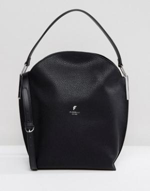Черная сумка-хобо через плечо Fiorelli. Цвет: черный