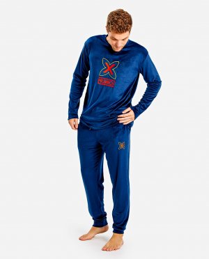 Длинная мужская пижама темно-синего цвета , синий Munich