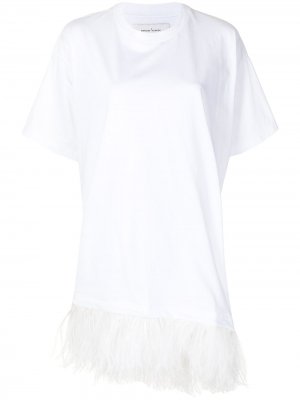 MarquesAlmeida платье-футболка с перьями Marques'Almeida. Цвет: белый