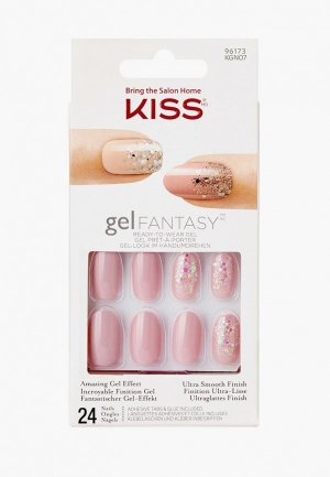 Накладные ногти Kiss с клеем Розовая пыль короткой длины, 28 шт.. Цвет: бежевый