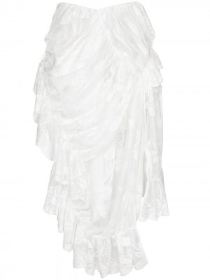 Кружевная юбка с драпировкой yuhan wang. Цвет: белый