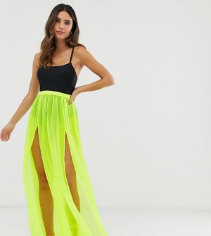 Эксклюзивная сетчатая пляжная юбка неоново-лаймового цвета -Зеленый Glamorous