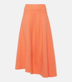 Асимметричная юбка миди из шерсти с высокой посадкой , оранжевый Jil Sander