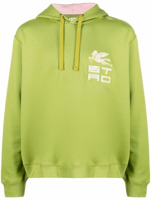 Chest logo-print hoodie ETRO. Цвет: зеленый