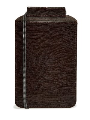 Чехол для смартфона из текстурной кожи с цепочкой Мониль BRUNELLO CUCINELLI. Цвет: коричневый
