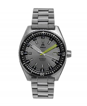 Часы-браслет Nitrox из нержавеющей стали серебристого цвета, 45 мм, серый Shield