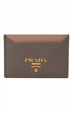 Кожаный футляр для кредитных карт Prada. Цвет: бежевый