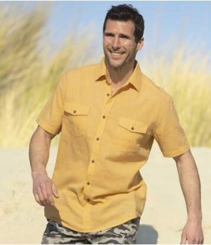 Рубашка изо Льна и Хлопка Atlas For Men. Цвет: желтый