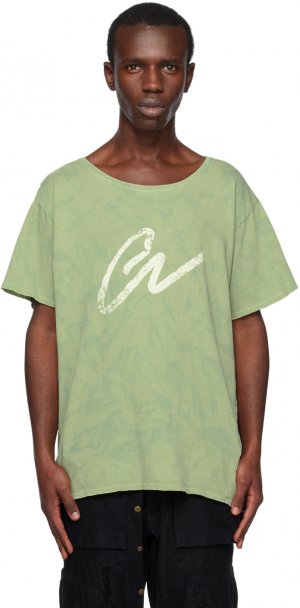 Зеленая футболка с надписью GL Greg Lauren