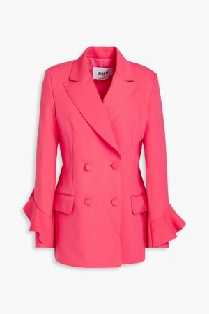 Двубортный креповый пиджак с рюшами Msgm, розовый MSGM
