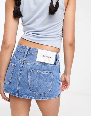 Голубая джинсовая мини-юбка микро Jeans Pride Calvin Klein