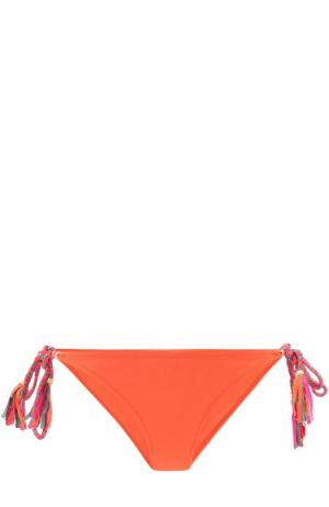 Плавки-бикини с контрастной декоративной отделкой Lazul. Цвет: оранжевый