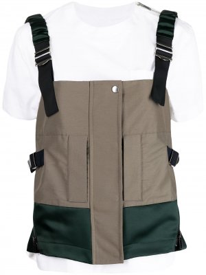 Panelled harness layered T-shirt sacai. Цвет: белый