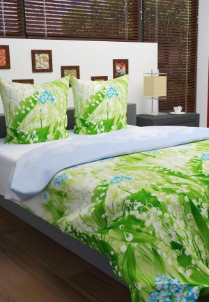 Постельное белье 1,5-спальное Текстильная лавка. Цвет: зеленый
