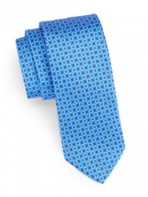 Шелковый галстук с цветочным принтом , синий Canali