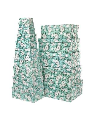 Набор из 15 картонных коробок 12*6,5*4-46,6*33*18см,  Анаис VELD-CO. Цвет: салатовый, серо-зеленый