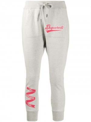 Укороченные спортивные брюки с логотипом Dsquared2. Цвет: серый