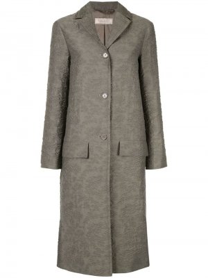 Фактурное однобортное пальто Nina Ricci. Цвет: серый
