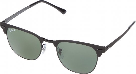 Солнцезащитные очки 51 mm RB3716 Clubmaster Metal Square Sunglasses - Polarized , цвет Black Top Matte/Green Polar Ray-Ban