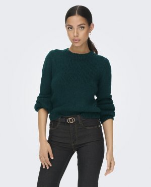 Женский вязаный свитер с длинными слегка присборенными рукавами jdy, темно-зеленый JDY. Цвет: зеленый